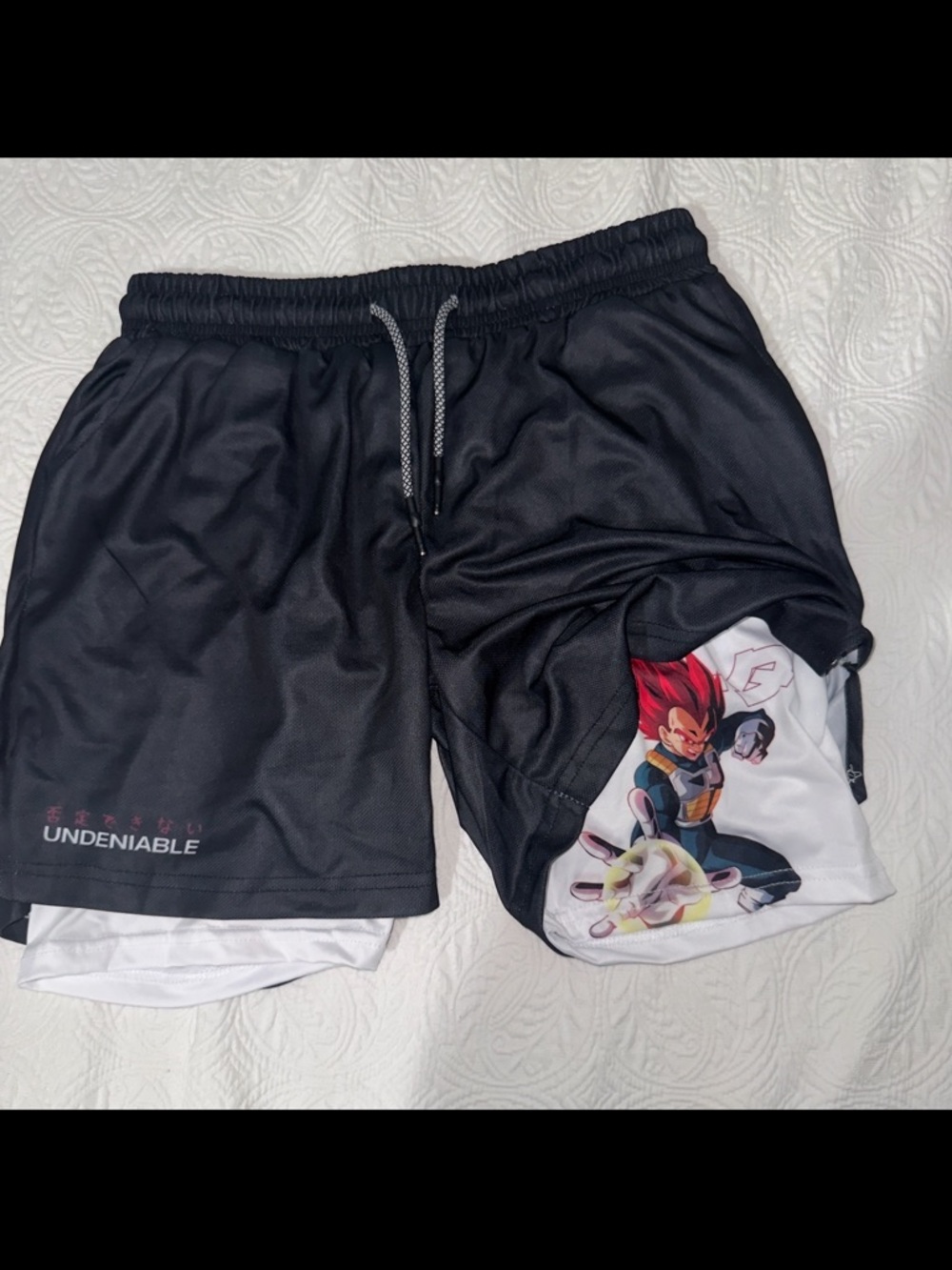 Anime Undeniable Black Men's Athletic Shorts with Vegeta Liner